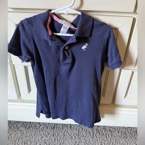 The Beaufort Bonnet Company Navy Polo with Pink Trim and Embroidered Bird